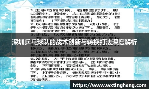 深圳乒乓球队的战术创新与转换打法深度解析